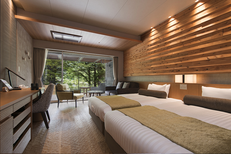 自然と共存する客室